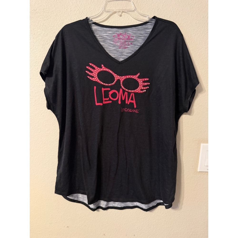 LEOMA LOVEGOOD Womens XX Large Black Luna Lovegood Glasses Graphic Tee Shirt